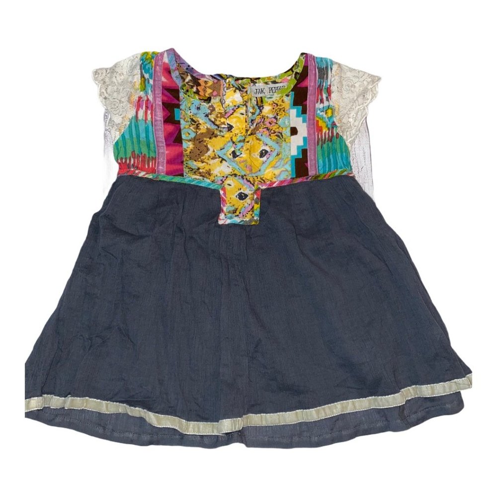 Jak & Peppar Gray Colorful Blouse Velvet 4T